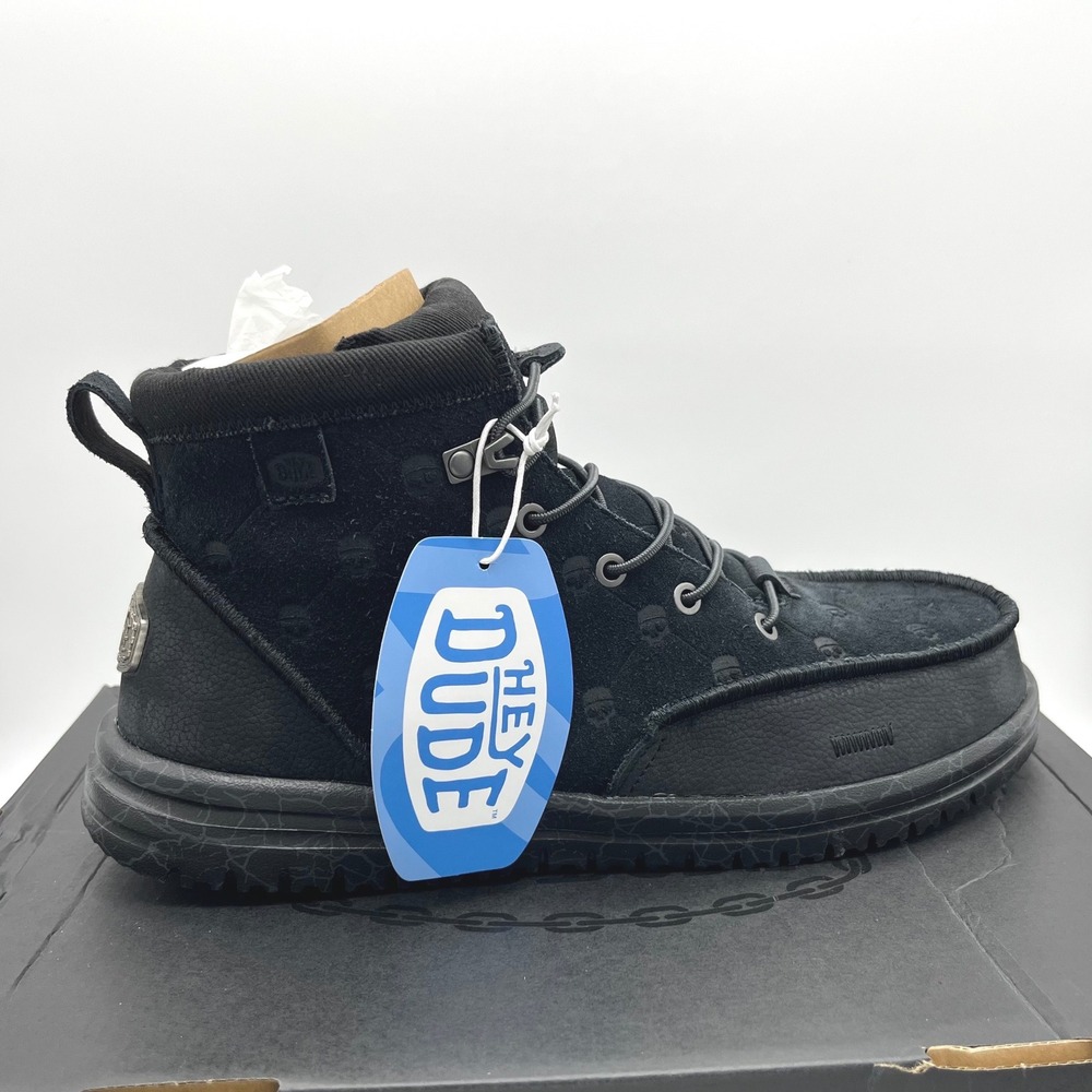 Hey Dude x Jelly Roll Bradley Suede Black Oyster Skull Boots Mens 11 45334-0PH